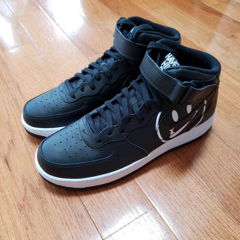 Nike Men's Air Force 1 Smiley Face (Blk/Wht)